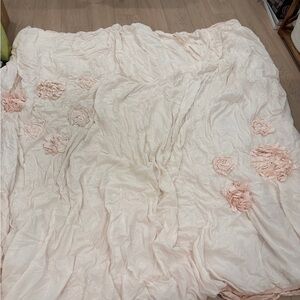 RH Baby & Child WASHED APPLIQUÉD FLEUR DUVET COVER & SHAMS - FULL, Petal Pink